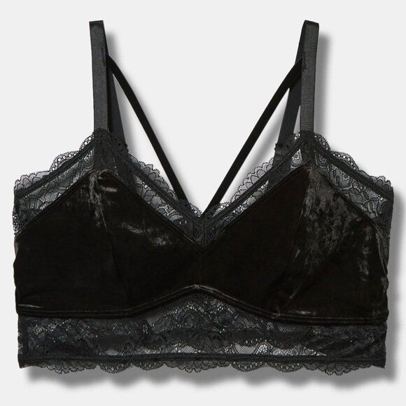 ❤️NWT VINTAGE TORRID BRALETTE - CRUSHED VELOUR STRAPPY LACE TRIANGLE BRA SIZE 2X - Picture 7 of 9